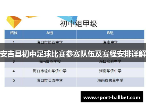 安吉县初中足球比赛参赛队伍及赛程安排详解